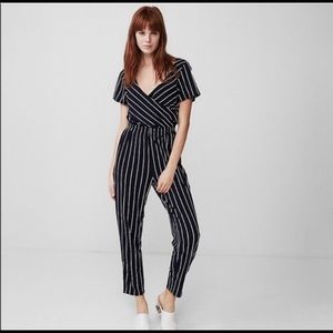 Express Navy Striped Jumpsuit | Size XS